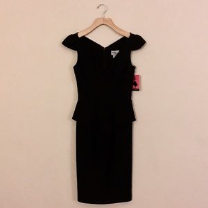 Unique Vintage Black Peplum Wiggle Dress